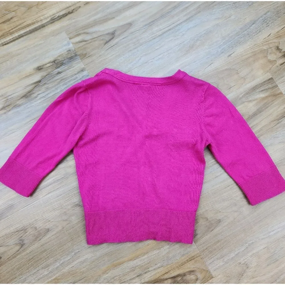 🩵Old Navy Pink Vneck Button Crop 3/4 Sleeve Sweater Youth Medium